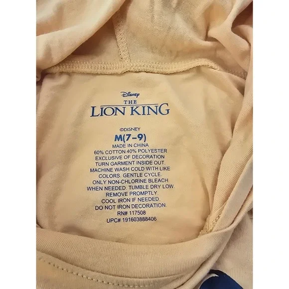 Disney Lion King Kids Hooded T-Shirt Simba Graphic Tee M 7-9 NWT Yellow - Picture 5 of 5